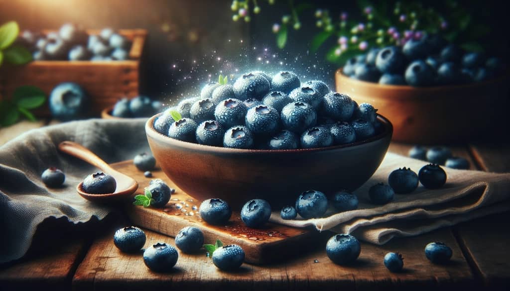A bowl of fresh, vibrant blueberries showcasing their health benefits