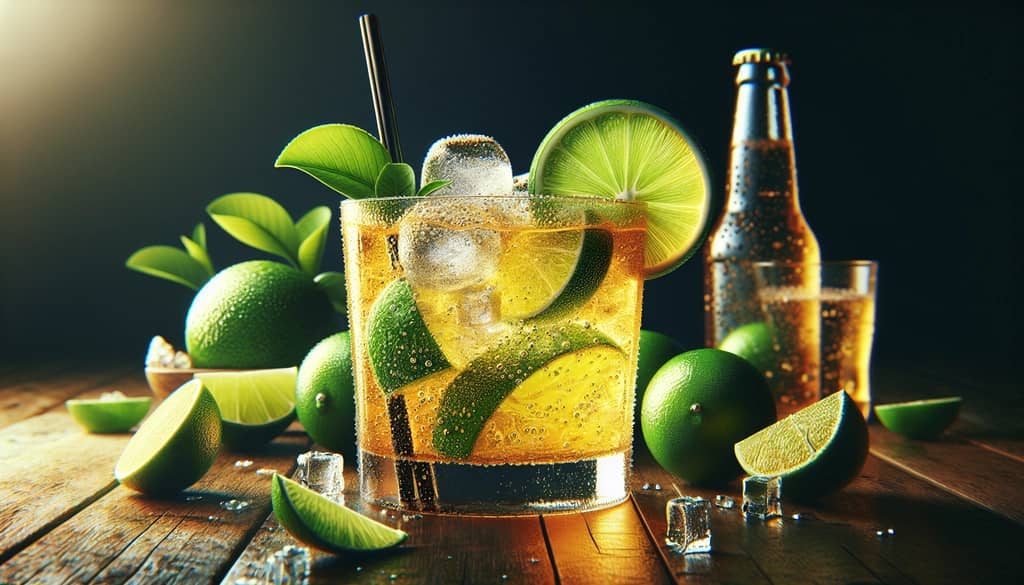 A vibrant Citrus Sensation cocktail with fresh lime and ginger ale