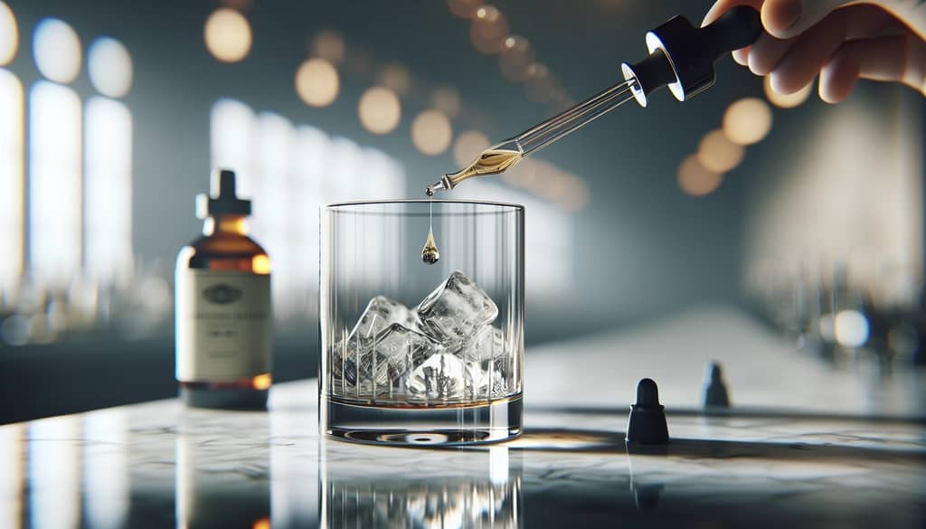 bartender adding bitters to cocktail