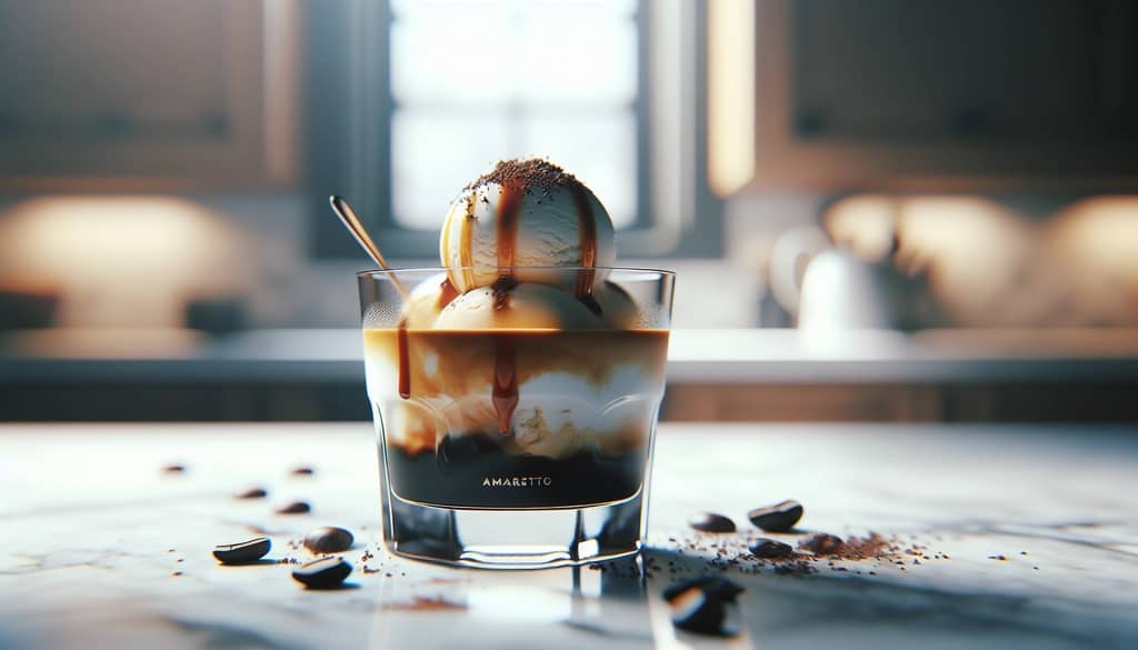 affogato de café amaretto con helado y espresso