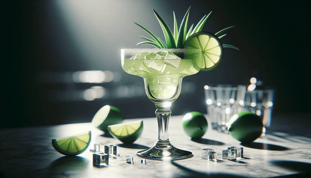 agave margarita in rocks glass with lime