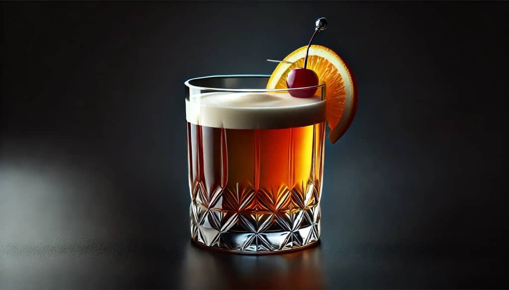 Amaretto Stone Sour cocktail in a glass with garnish