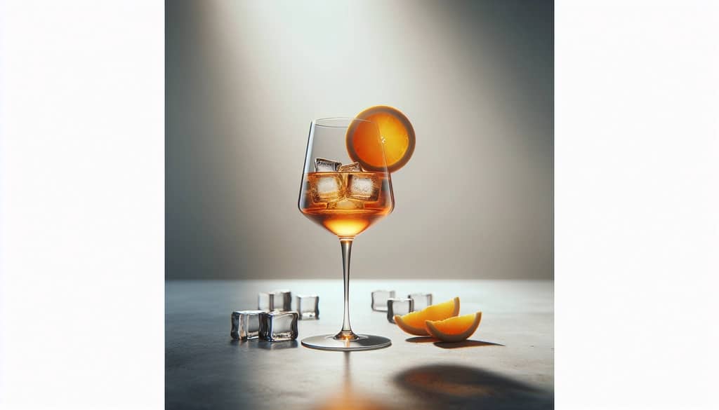 Amaro spritz with ice and orange slice in a wine glass