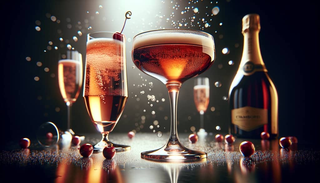 An elegant Chambord Royale cocktail served in a champagne flute.