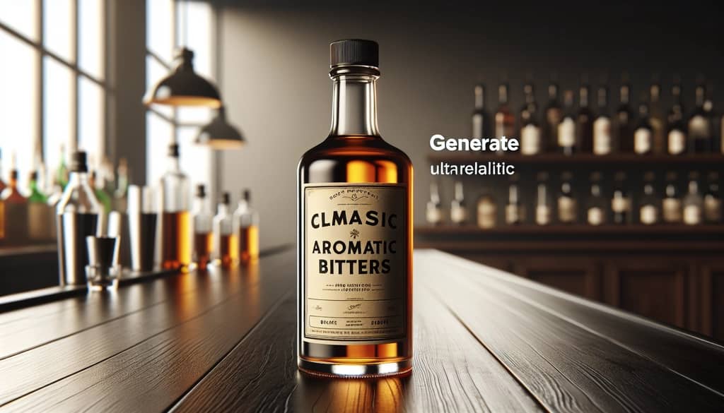aromatik pahit dalam botol kaca kecil dengan label pahit klasik