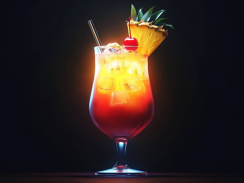 Bahama Mama cocktail served in a tropical glass