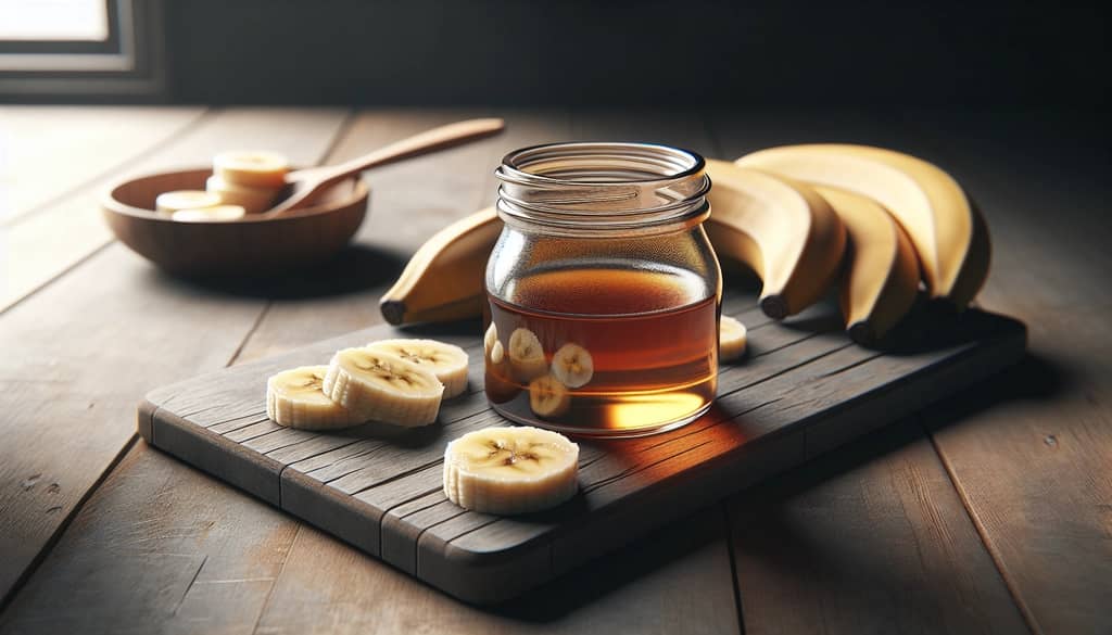 banana syrup and sliced overripe banana