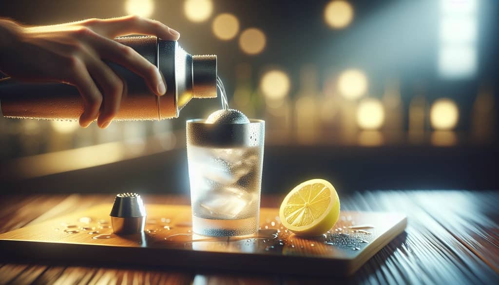 Bartender shaking a citrus cocktail with metal shaker
