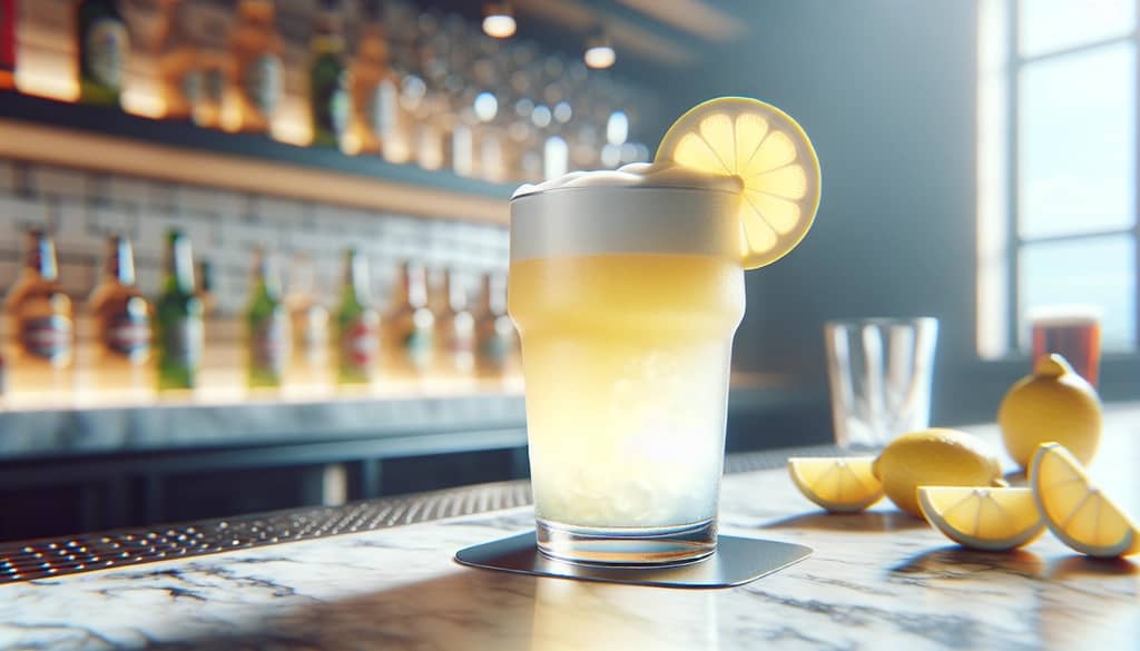beer shandy cocktail in a chilled glass