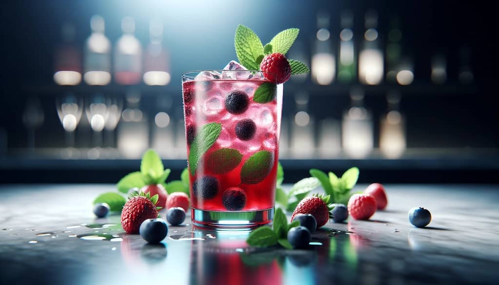 cocktail with fresh mint and berries