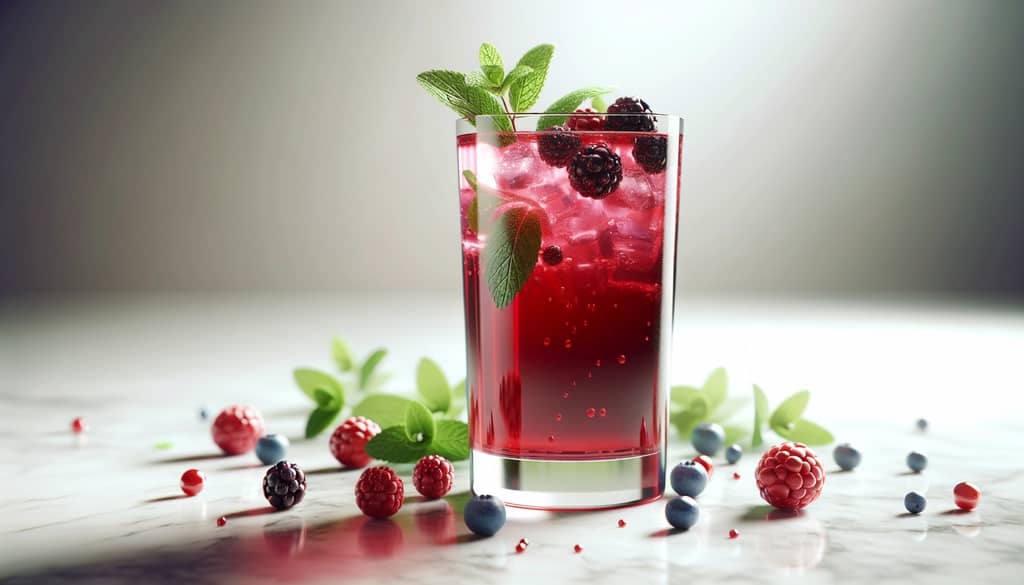 Verre de mocktail aux baies fait maison avec garniture de menthe fraîche