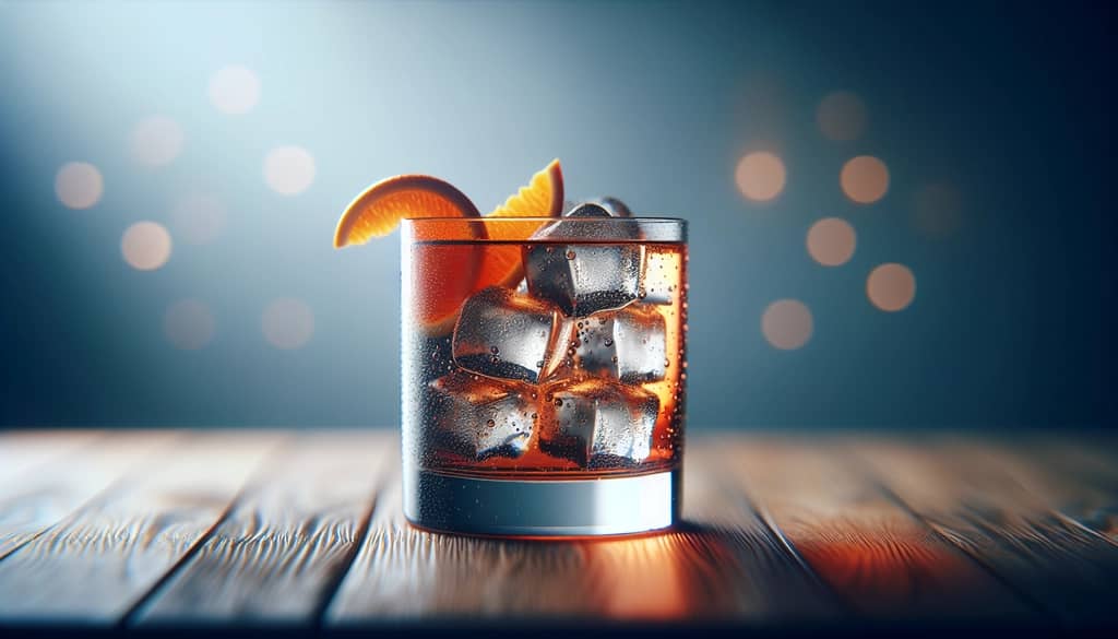 bitters and soda drink with citrus garnish