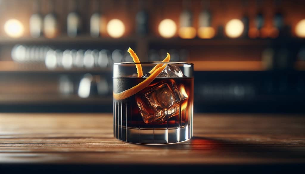black russian cocktail orange peel garnish