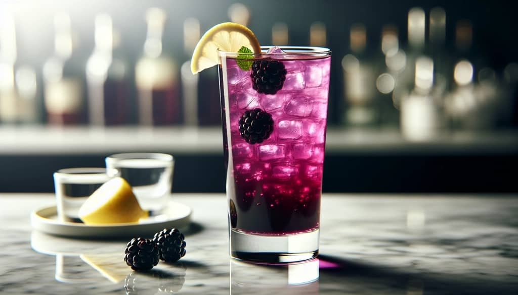 gelas limun blackberry dengan blackberry segar