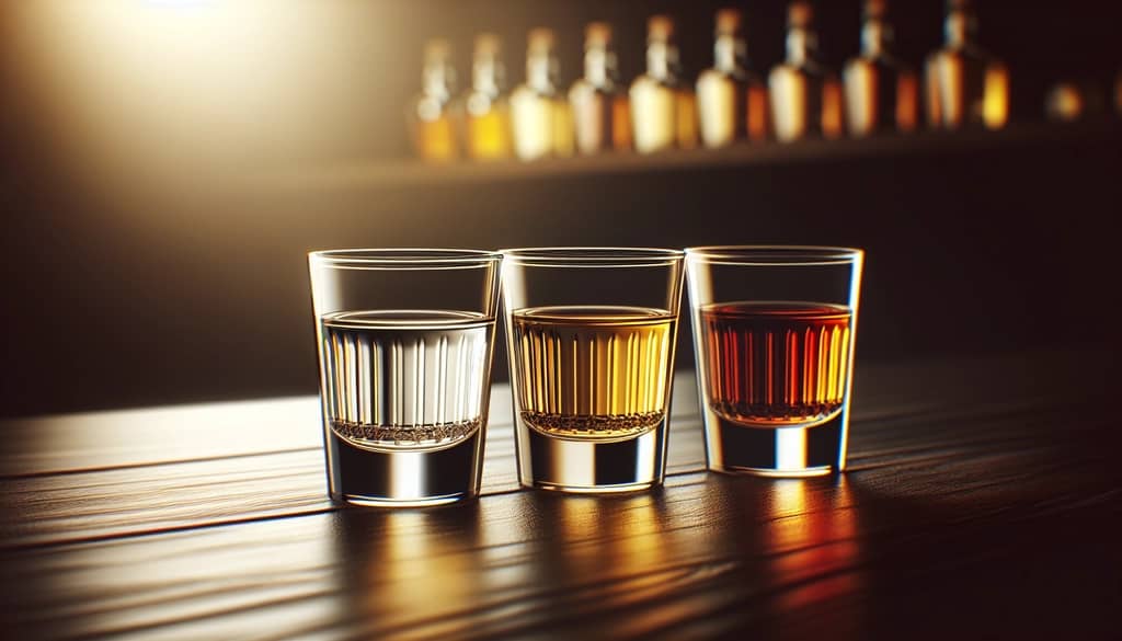 glasses of blanco reposado anejo tequila