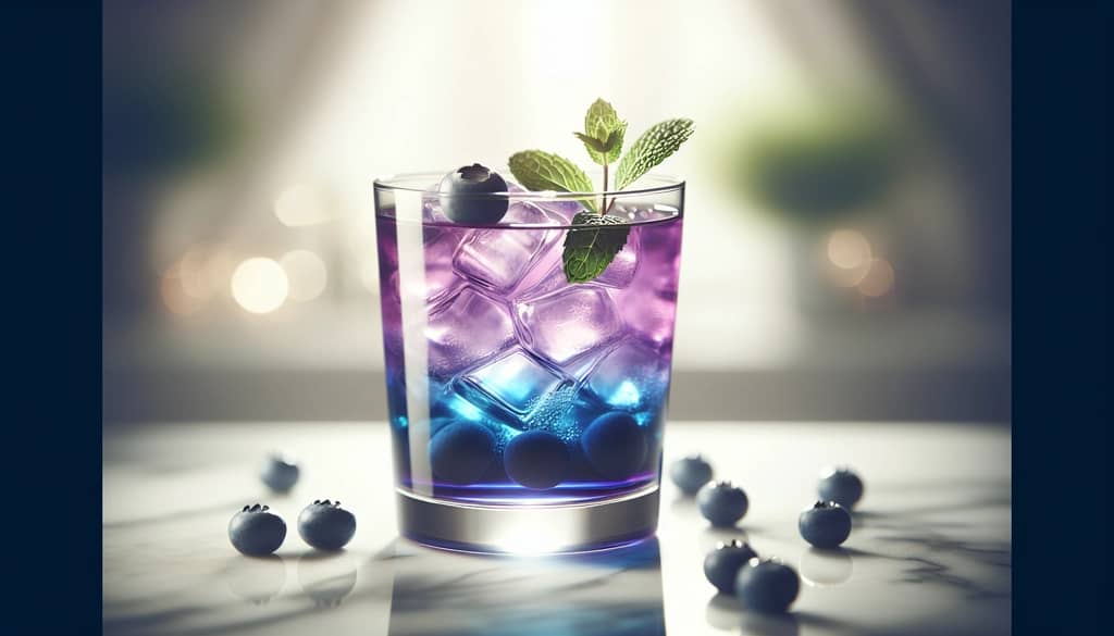 mocktail de arándano en vaso highball con menta