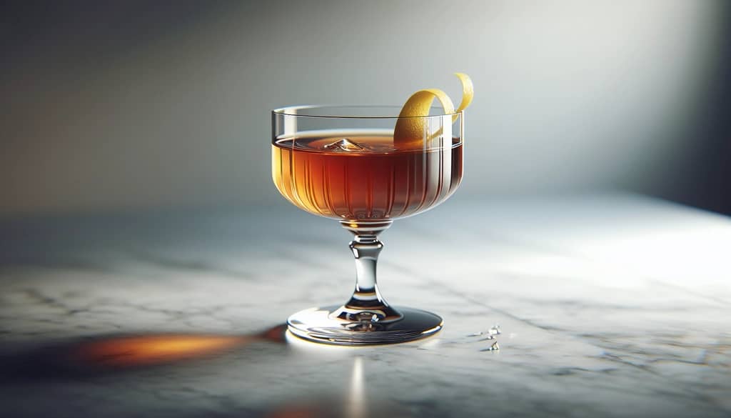 sidecar de bourbon en copa coupe con toque cítrico
