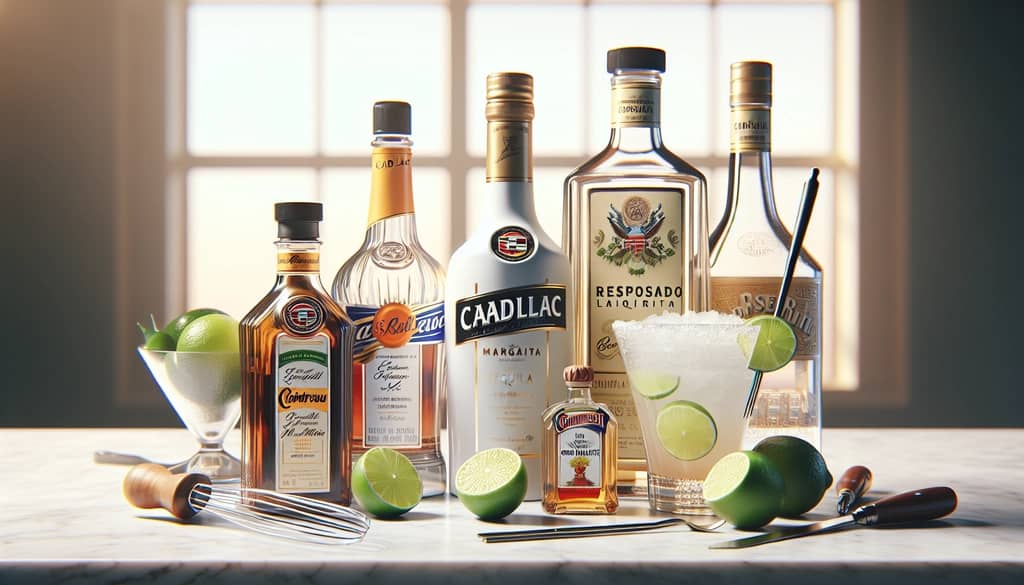 Premium Cadillac Margarita ingredients lined up