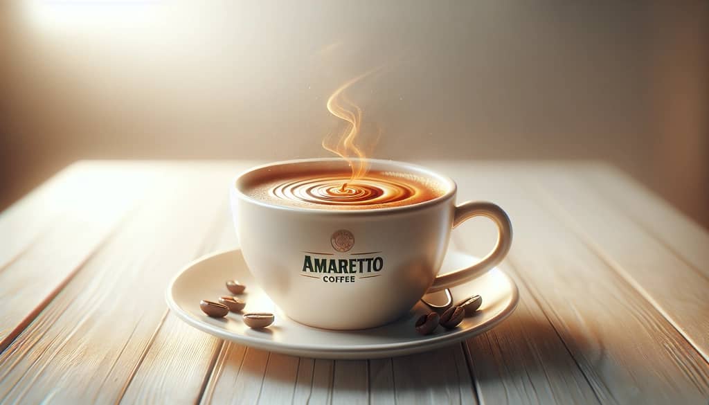 taza de café con jarabe de café amaretto