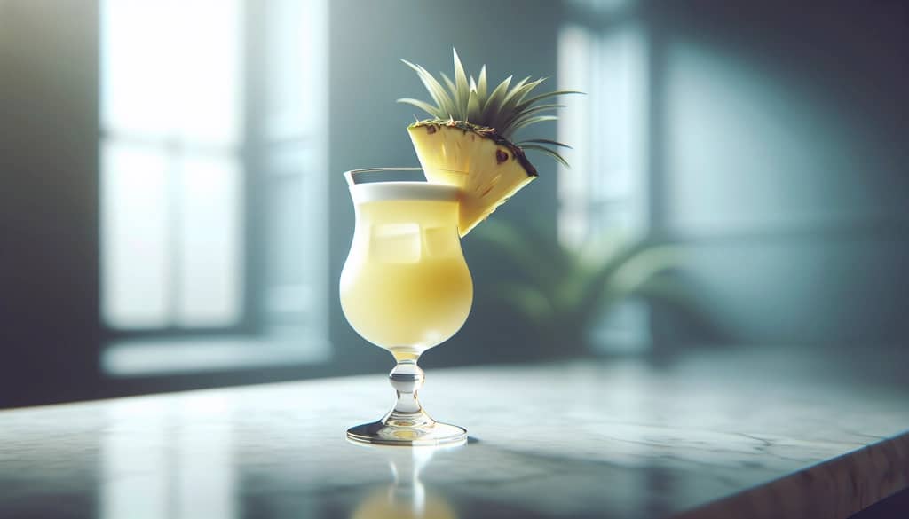 caribbean cocktail with vodka and pineapple in hurricane glass