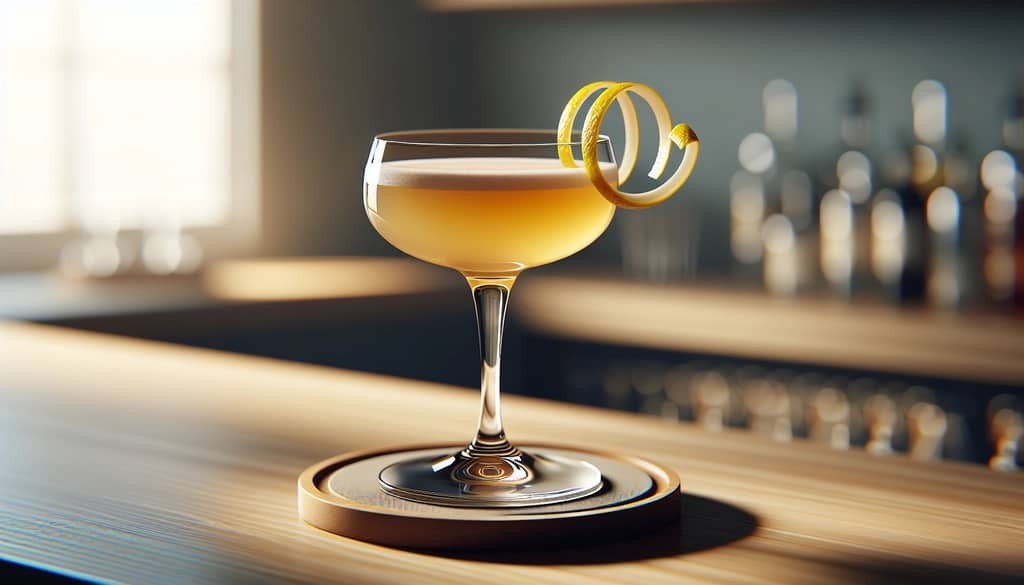 casino cocktail with a lemon twist garnish