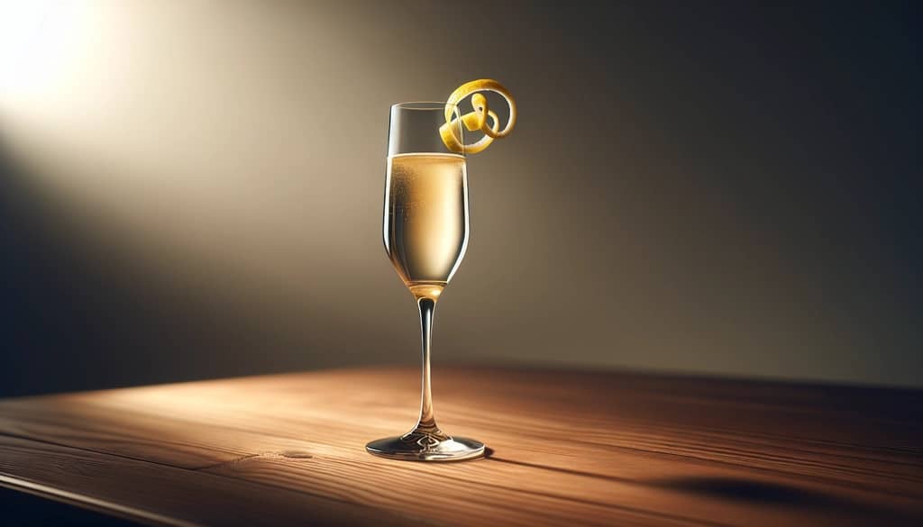 Classic Champagne cocktail with lemon peel