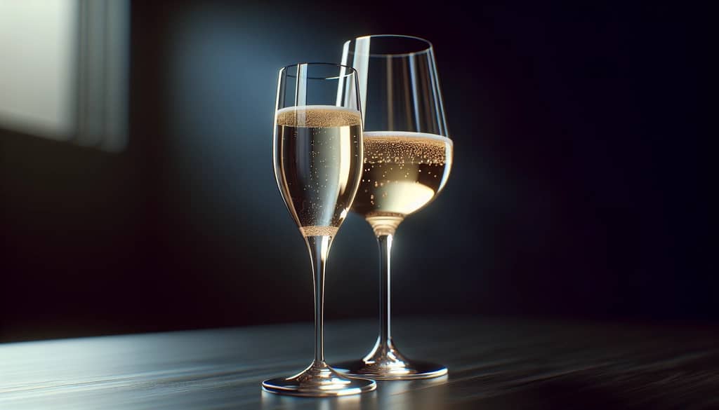 Champagne flute and coupe glass side by side