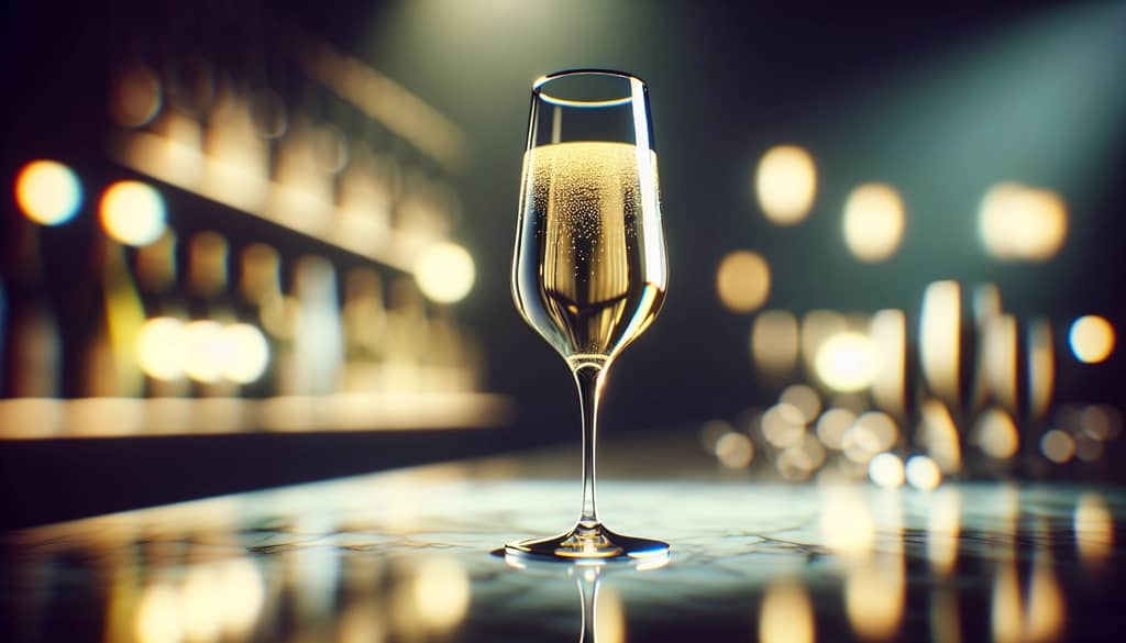 Copa de flauta de champán con vino espumoso
