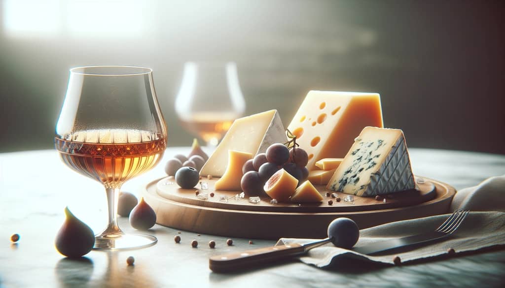 bourbon served with a cheese board