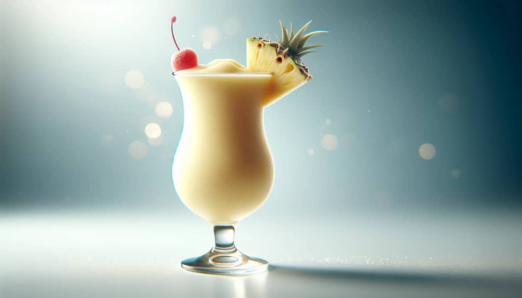 chi chi cocktail blended creamy in glass with garnish