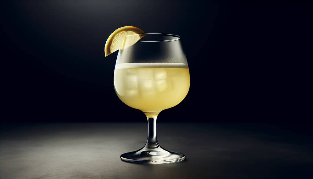 chilean pisco sour in a stemmed glass with lemon twist