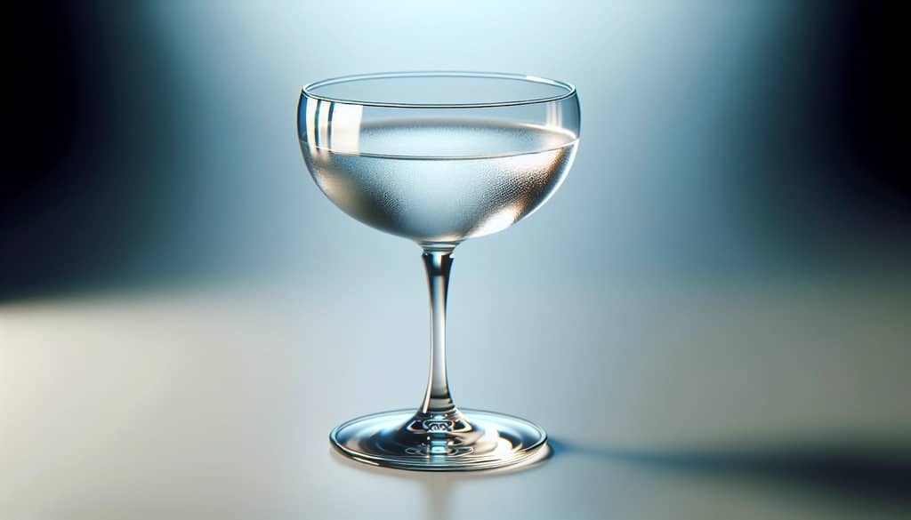 chilled coupe glass with condensation close-up