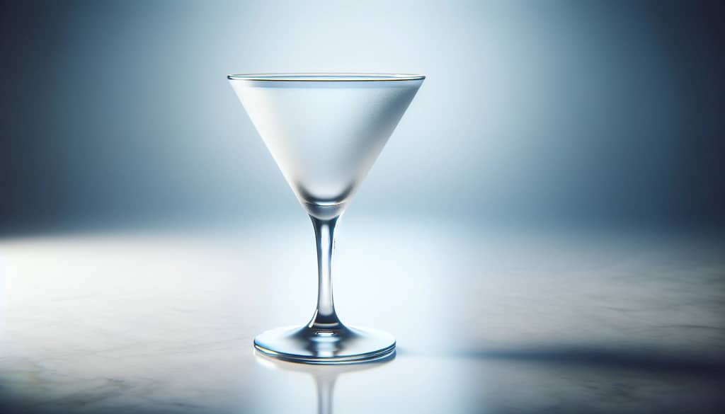 empty chilled martini glass with frosty appearance