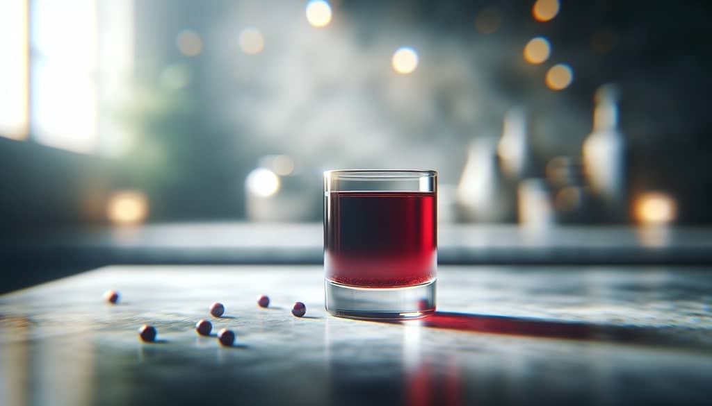 chilled grenadine syrup in small glass
