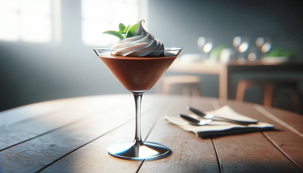 chocolate mousse in martini glass