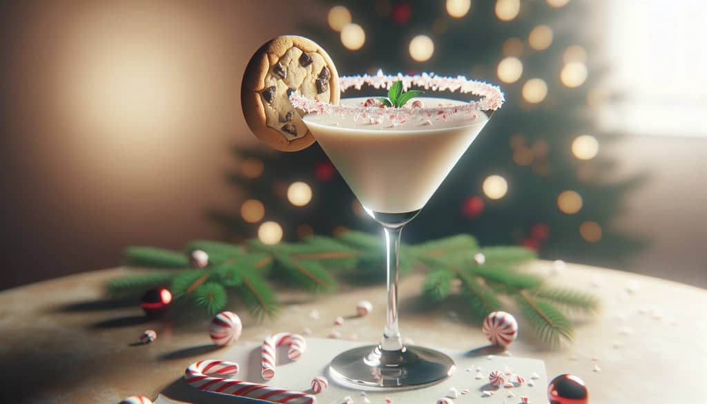 holiday martini with peppermint rim