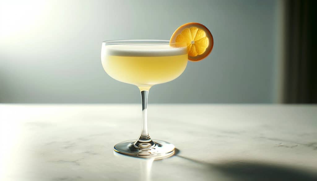 cocktail with orange slice on clean background