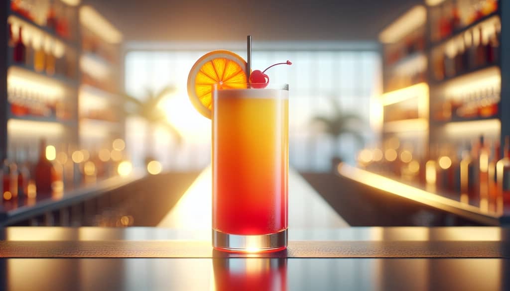 citrus sunrise mocktail with orange slice