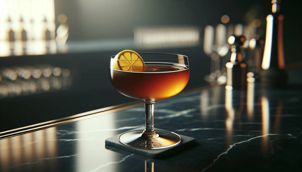 classic bourbon sidecar with lemon twist