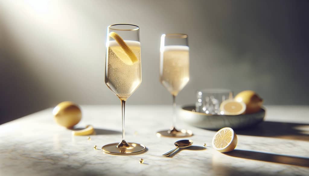cocktail classique au champagne en flûte avec zeste de citron