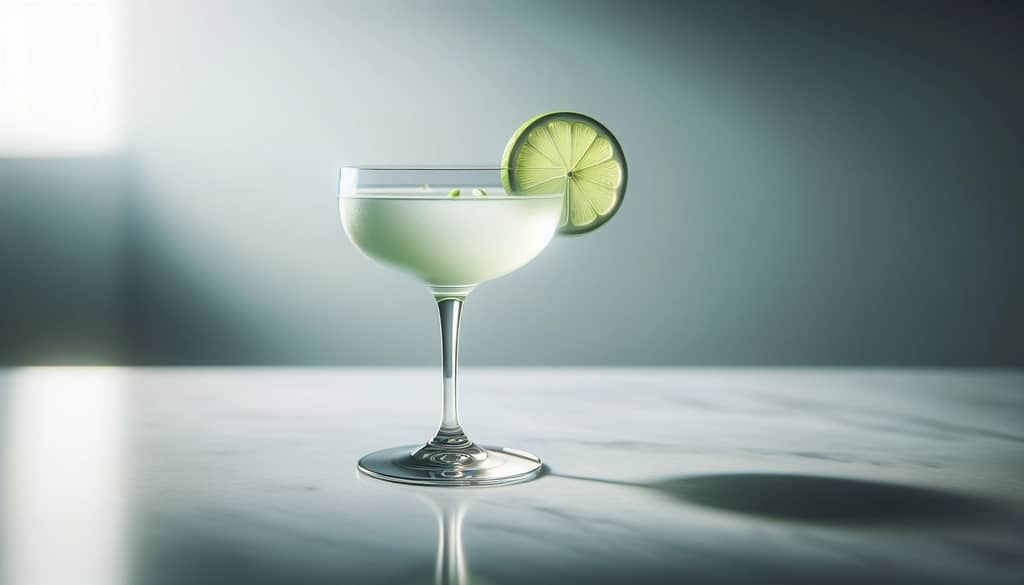 klasyczny gimlet w kieliszku coupe z plasterkiem limonki