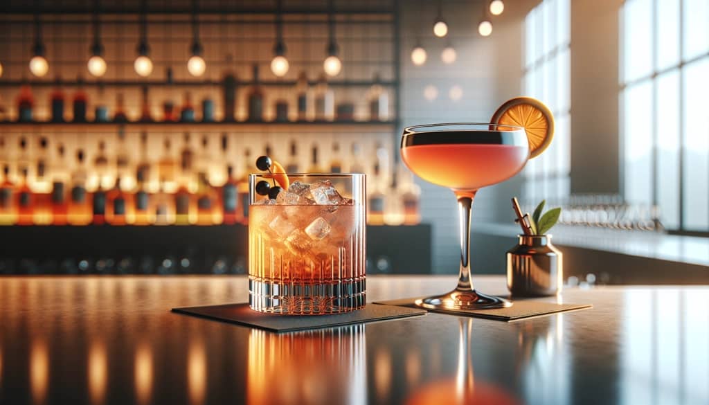 menu or bar setting showing both classic and modern cocktails