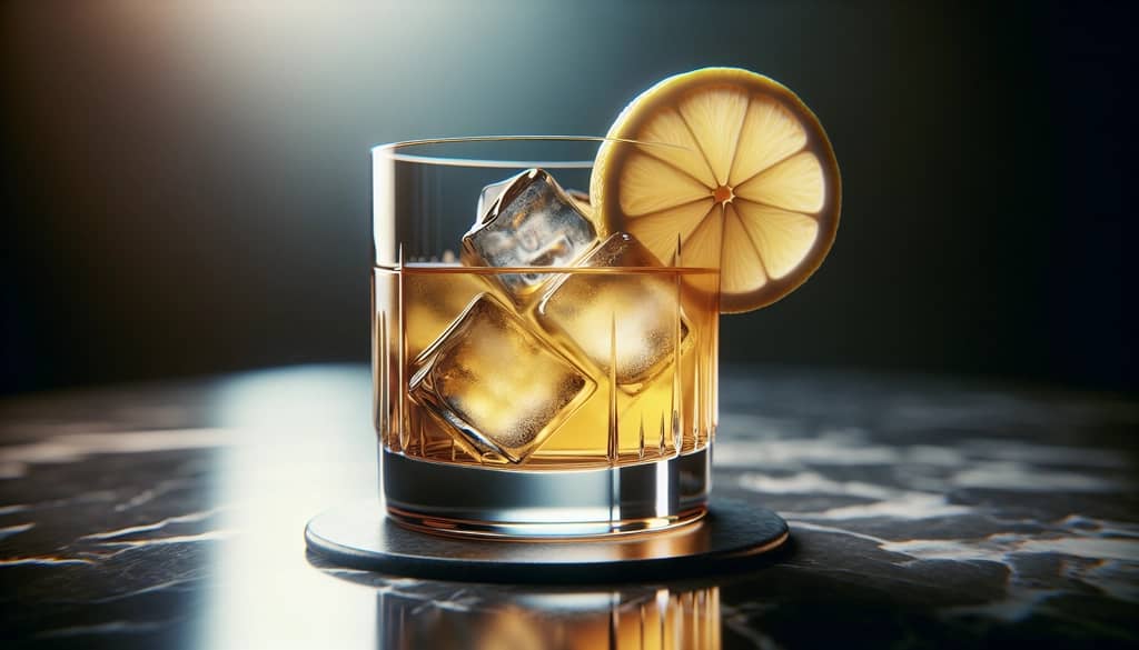 whiskey sour classique dans un verre rocks avec garniture au citron