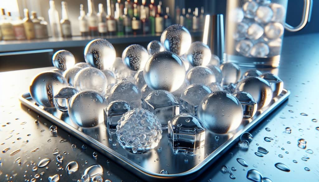 assorted clear ice shapes for cocktails