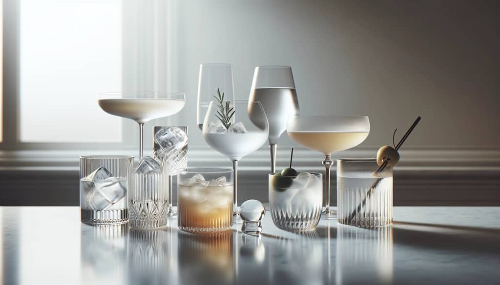 Diferentes tipos de cristalería para cócteles para bebidas específicas