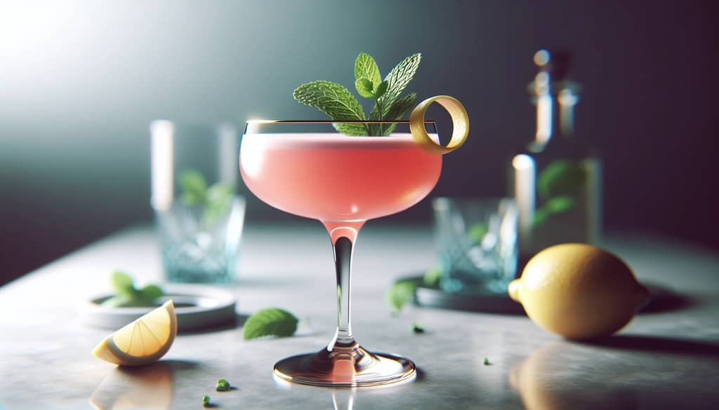 cocktail con erbe fresche e guarnizione a spirale di agrumi