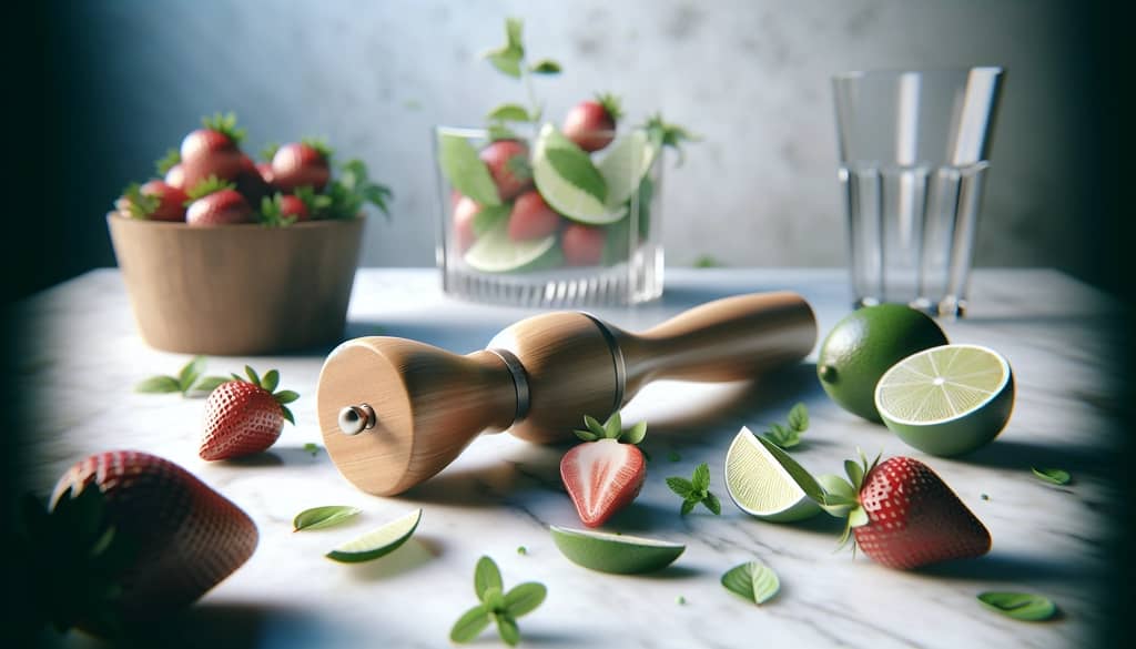 classic muddler tool and fresh fruit