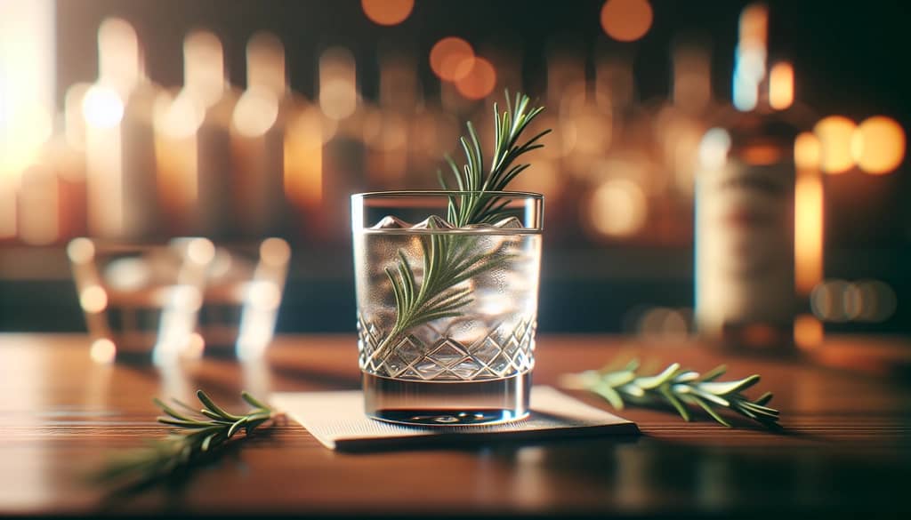 Cocktail with rosemary sprig as garnish