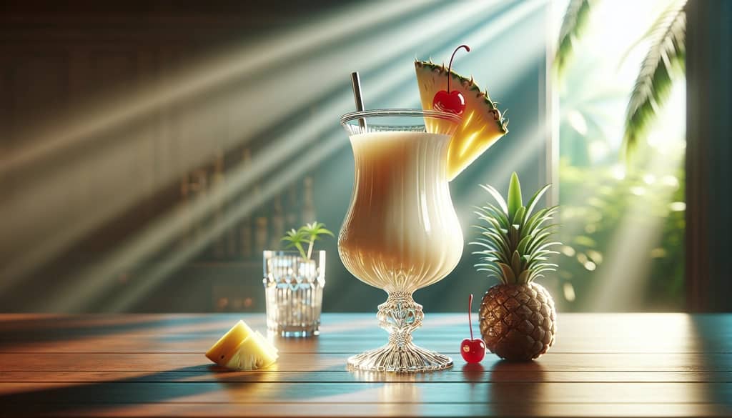 cocktail with coconut cream and garnish