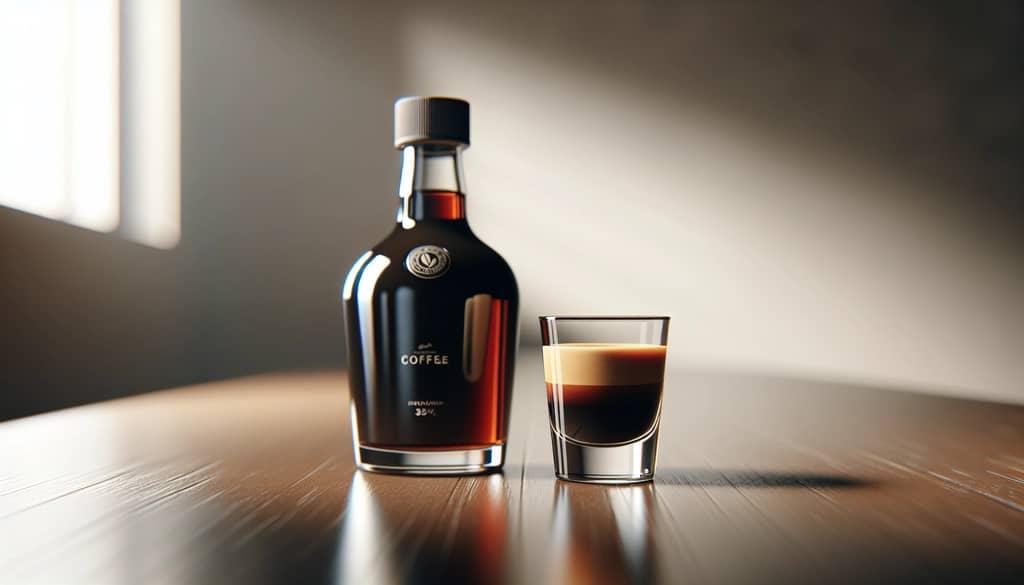 coffee liqueur and espresso shot on bar